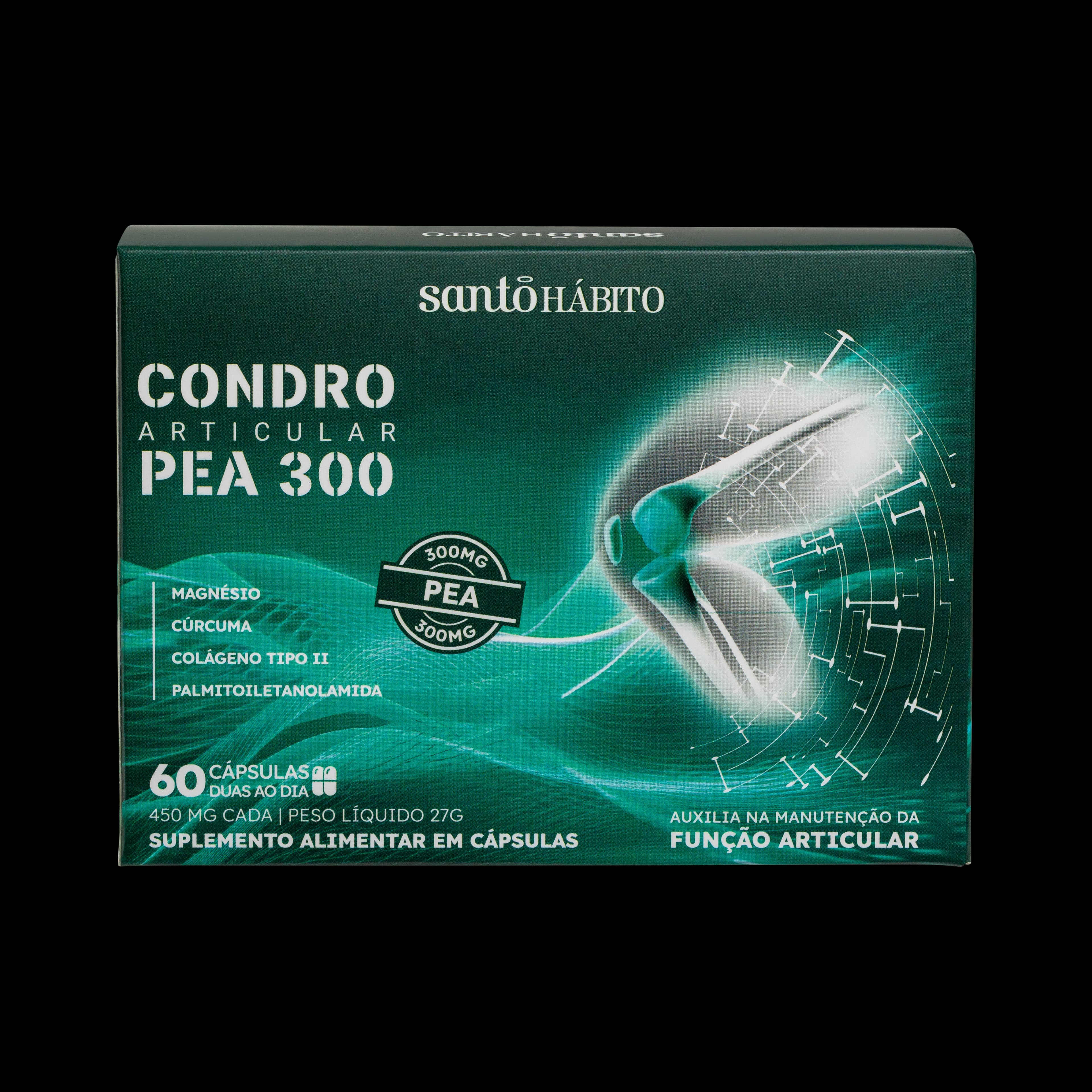 Suplemento Alimentar Condro Articular PEA 300 Santo Hábito - 60 Caps